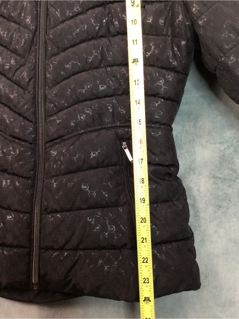 Michael Kors Black Quilted Hooded Puffer Jacket with Subtle Logo Print